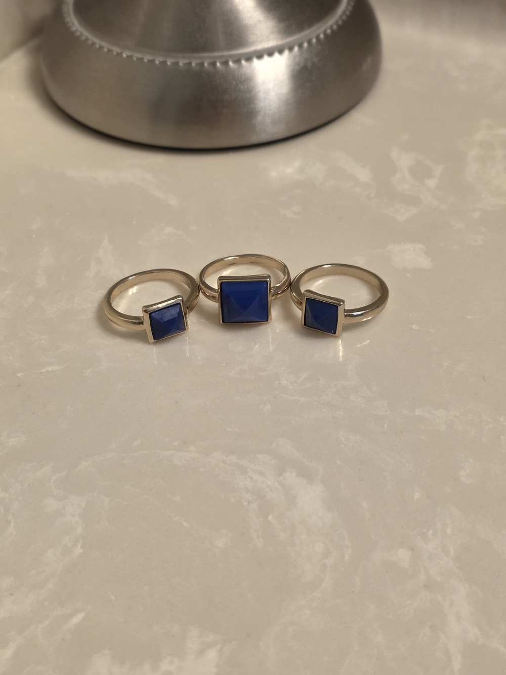 Majestic Beauty Gold and Blue Ring Trio Size 6